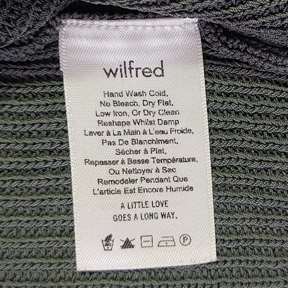 Aritzia Wilfred Salome Sweater Small Green Gray Rib  Knit Cropped Drop Shoulder - Picture 8 of 13
